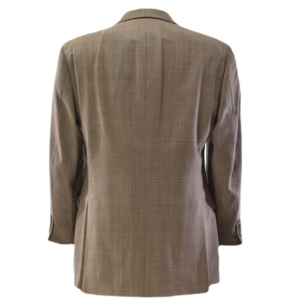 Ted Baker Plaid Wool Suit Mens 44R 34x32 Light Brown 3 Button Pleated Pants 90s - Picture 7 of 9